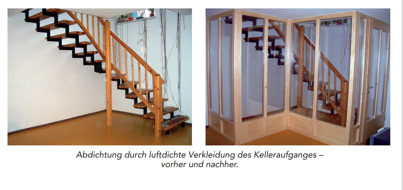 Beispiel für eine Treppenhausabtrennung gegen Radonausbreitung