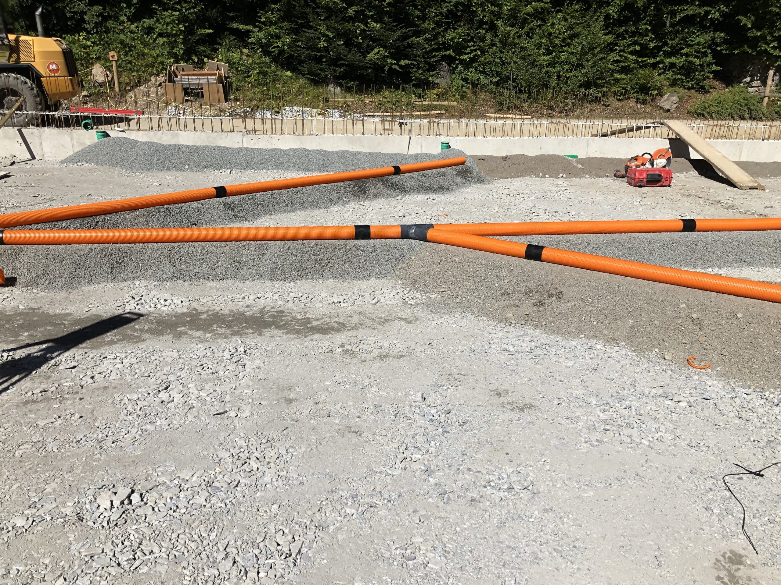 Fischgrät-artige Radon-Drainage