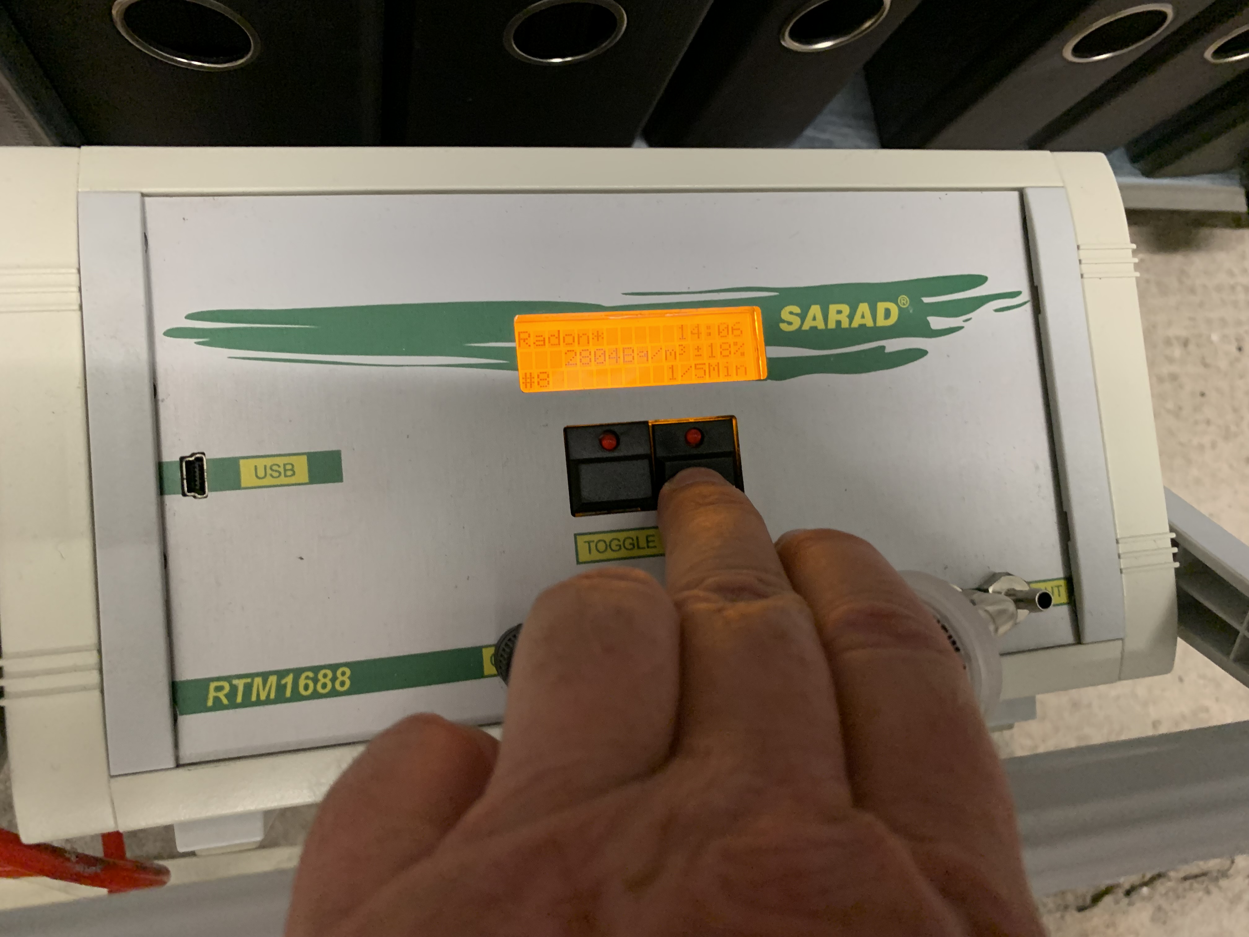SARAD RTM 1688-2: Radon-Sniffing-Konzentration 2.804 Bq/m³