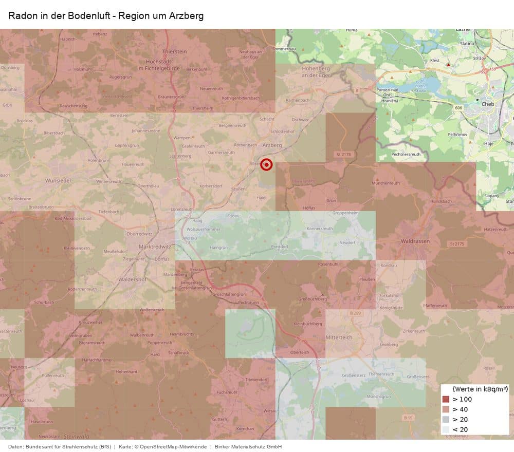 Radon in der Bodenluft in der Region um Arzberg