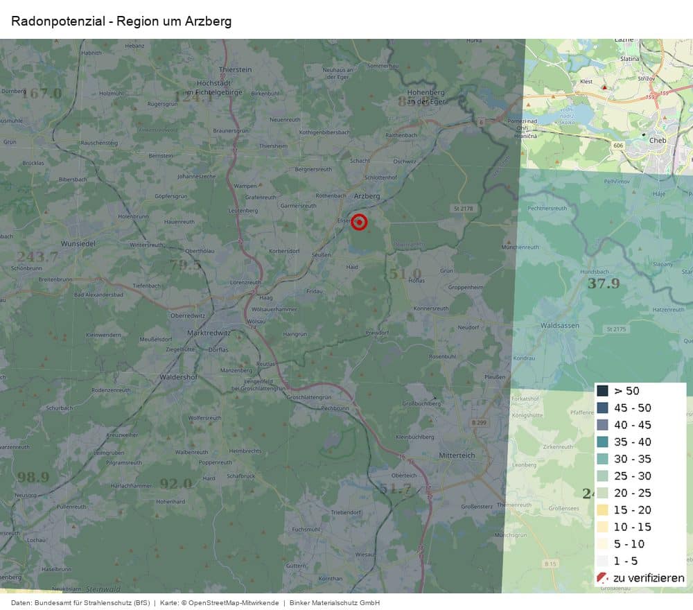Radonpotenzial in der Region um Arzberg
