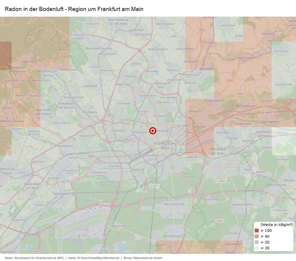 Radon in der Bodenluft in der Region um Frankfurt am Main