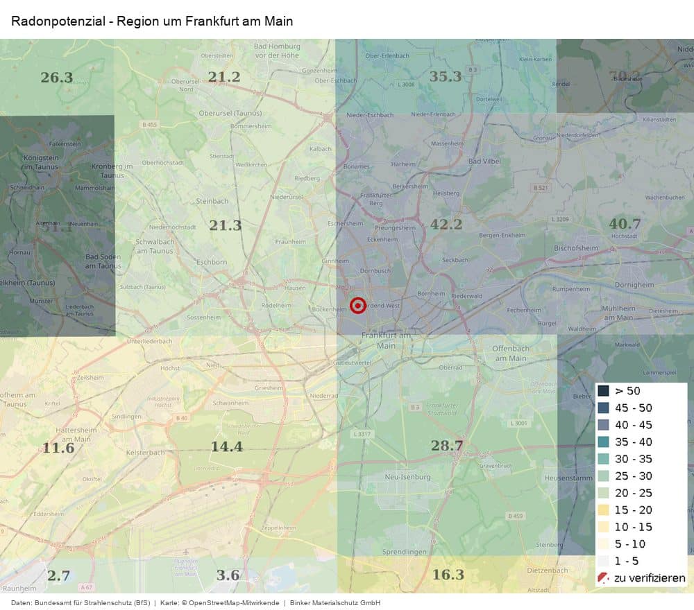 Radonpotenzial in der Region um Frankfurt am Main