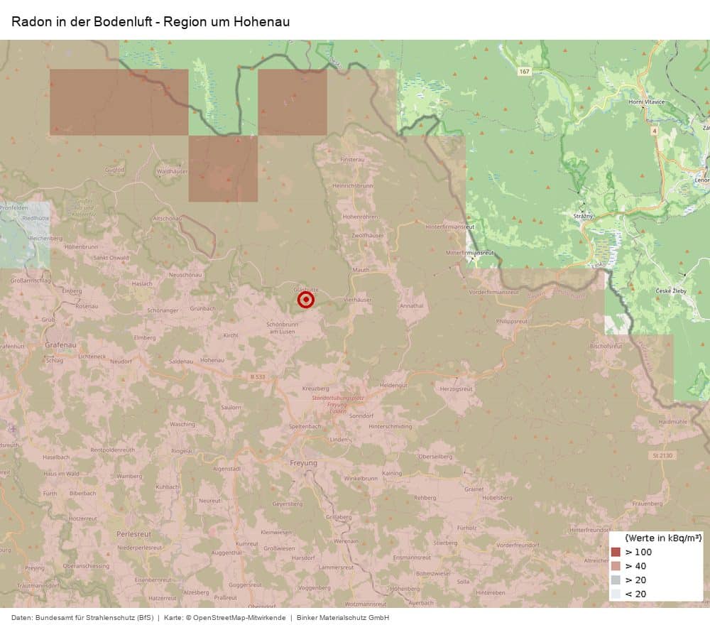Radon in der Bodenluft in der Region um Hohenau