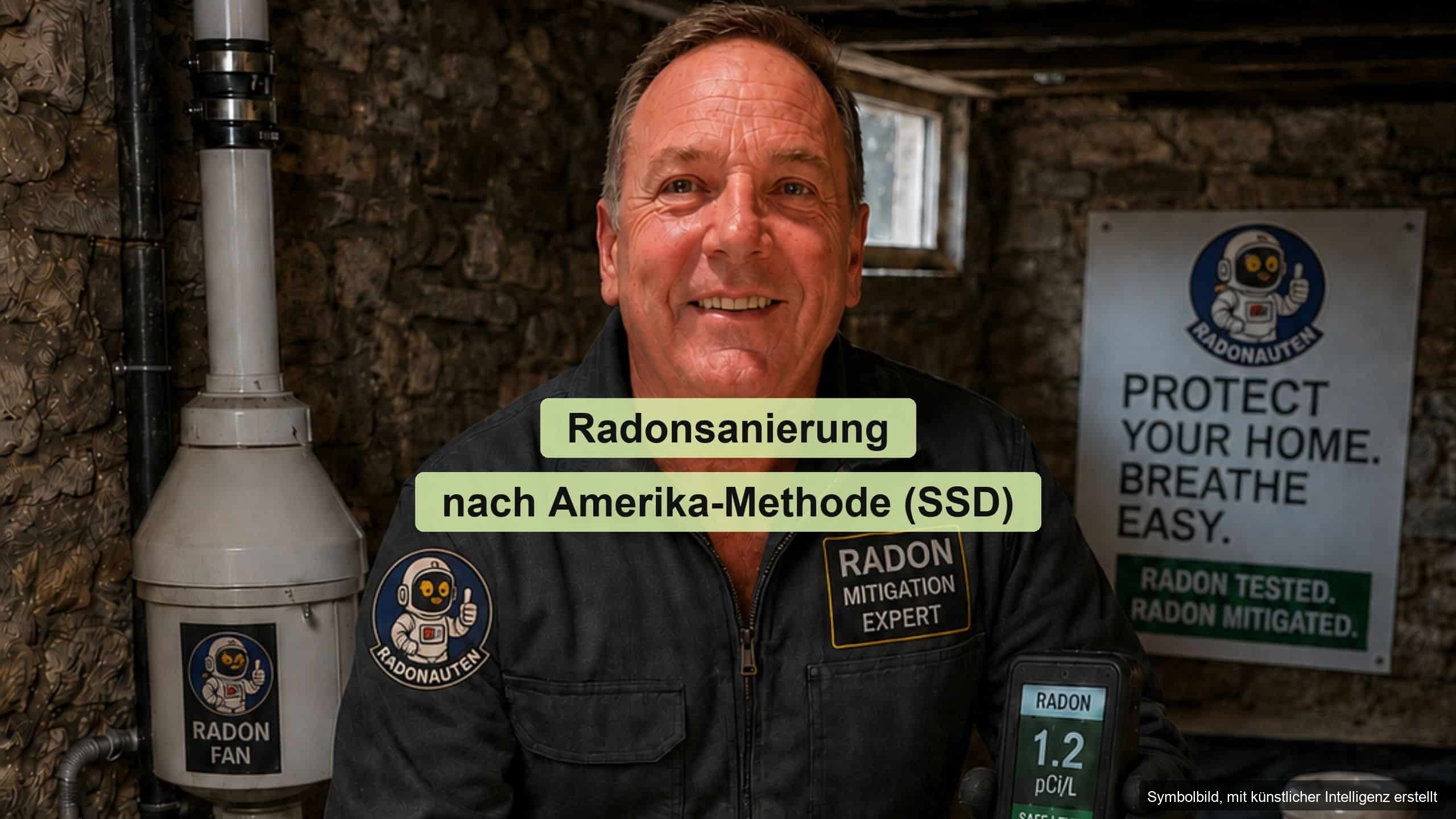 Radonsanierung nach Amerika-Methode (SSD), Symbolbild, mit künstlicher Intelligenz erstellt